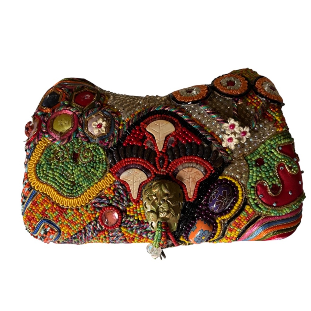 Mary Frances Multicolor Beaded Embellished Clutch
